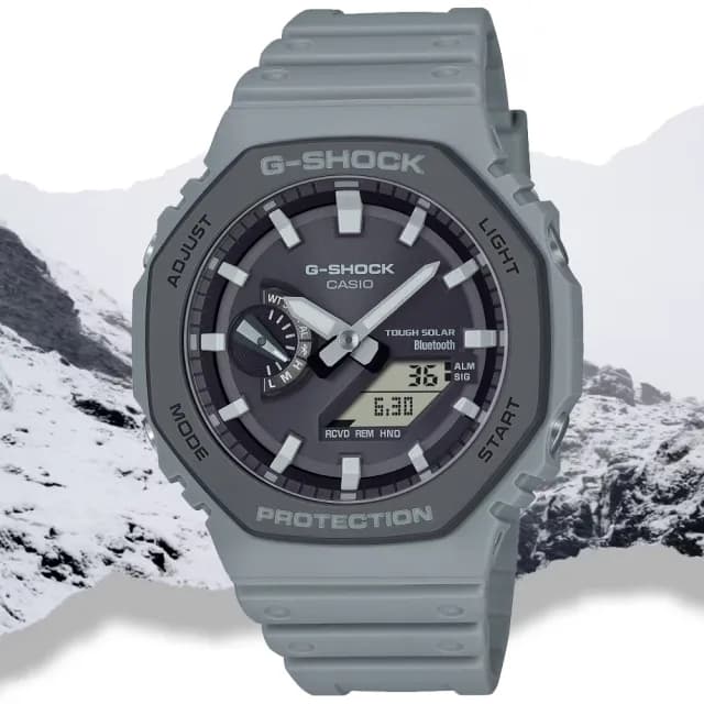 【CASIO 卡西歐】G-SHOCK 藍牙連線 街頭時尚 八角雙顯太陽能腕錶 父親節 禮物  送禮 推薦(GA-B2100LUU-8A)