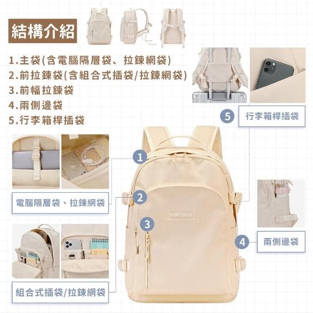 【Her】15吋筆電包 聖誕交換禮物 大容量防潑水 男女後背包 登山背包 學生書包 肩背包(雙肩包 多隔層背包)