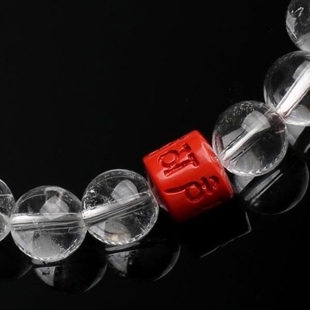 【Penny珮妮】白水晶硃砂六字箴言手鍊10mm(母親節禮物/交換禮物/送女友/送男友/生日禮物/情人節/父親)
