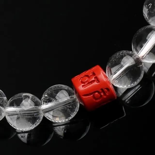 【Penny珮妮】白水晶硃砂六字箴言手鍊10mm(母親節禮物/交換禮物/送女友/送男友/生日禮物/情人節/父親)