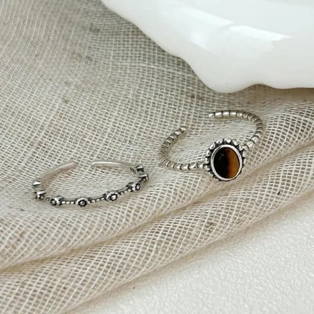 【MoonDy】雙11 925純銀 戒指女 虎眼石 復古戒指 高級感 個性戒指 ins戒指 開口戒指 情人節禮物