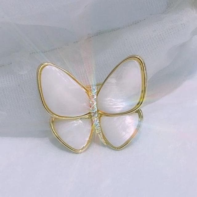 【Penny珮妮】淡水貝母蝴蝶鑲鑽胸針吊墜兩用(母親節禮物/交換禮物/送女友/送閨蜜/生日禮物/情人節)
