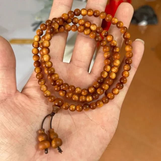 【Penny珮妮】太行陳化崖柏紅油橫紋佛珠多圈手鍊108顆項鍊6mm(母親節/交換禮物/送女友/送男友/生日/情人節)