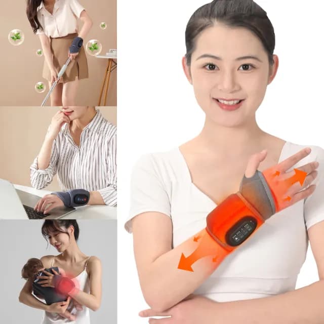 【伊德萊斯】電熱保暖震動按摩護腕帶 腱鞘手腕扭傷熱敷腕帶 冬季防寒發熱帶(加熱護腕手套 交換禮物)