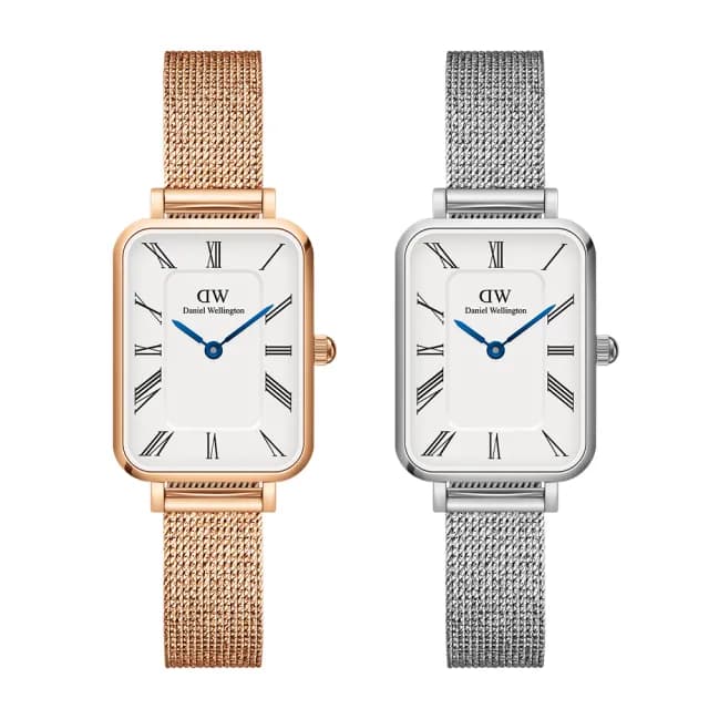 【Daniel Wellington】DW QUADRO Roman numerals 20x26mm 小藍針系列麥穗式小方錶(兩色任選)