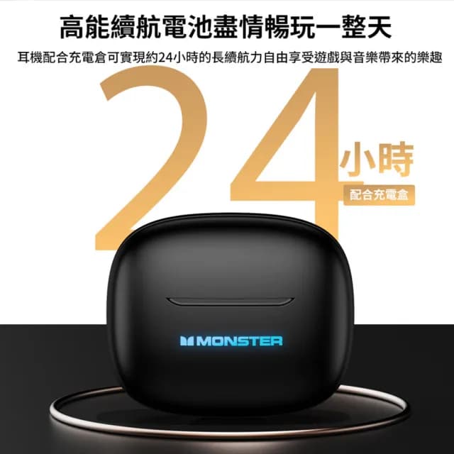 【MONSTER 魔聲】主動式降噪低延遲藍牙耳機 MON-XKT26(24小時播放、ANC主動降噪)