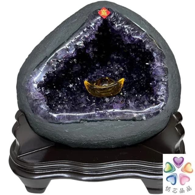 【恬芯晶品】S47精選烏拉圭紫晶洞4.55KG錢袋子(圓洞聚財招財貴人開運風水帝王紫水晶新居禮物補財庫聖誕節)