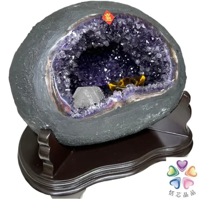 【恬芯晶品】S49精選烏拉圭紫晶洞5.6KG錢袋子(圓洞聚財招財貴人開運風水帝王紫水晶新居禮物補財庫聖誕節)