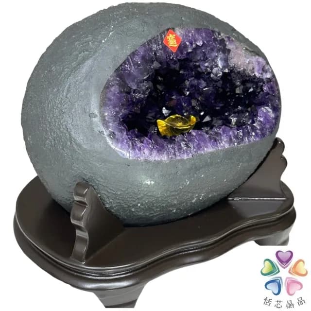 【恬芯晶品】S56精選烏拉圭紫晶洞3.4KG錢袋子(圓洞聚財招財貴人開運風水帝王紫水晶新居禮物補財庫聖誕節)