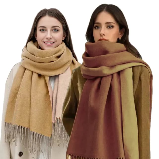 【YIN MY MIND】冬季時尚 歐風純色雙面仿羊絨圍巾(保暖/男女/圍巾/披肩)