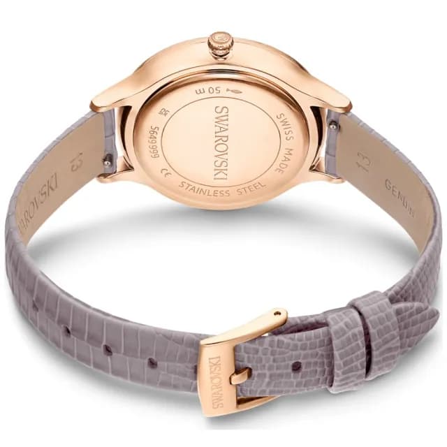 【SWAROVSKI 施華洛世奇】Octea Nova 簡約優雅腕錶 女生禮物推薦 灰色皮革女錶 母親節優惠(5649999)