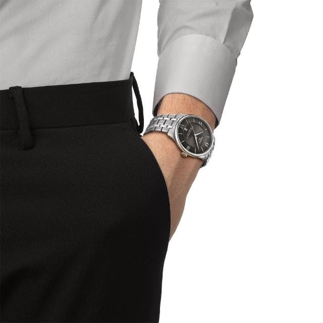 【TISSOT 天梭 官方授權】杜魯爾系列 80小時動力儲存機械腕錶-42mm/黑灰 情人節 禮物(T1394071106800)