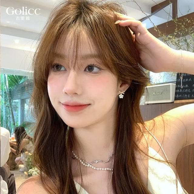 【Golicc】耳環 滿鑽蝴蝶結花朵(母親節 生日 情人節 飾品 耳釘 耳飾 耳墜 禮物)
