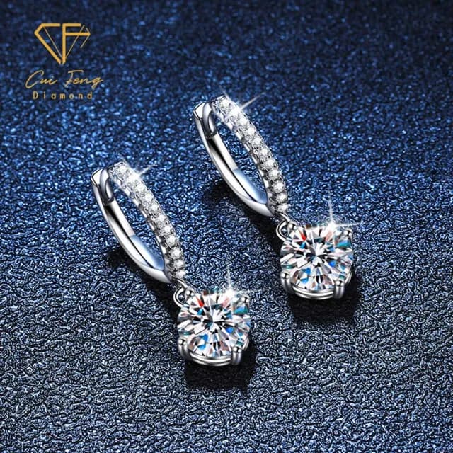 【CF鑽飾】耳環 莫桑鑽《微鑲四爪》(雙11限定 耳釘 耳針 耳飾 聖誕 交換禮物 生日 求婚)