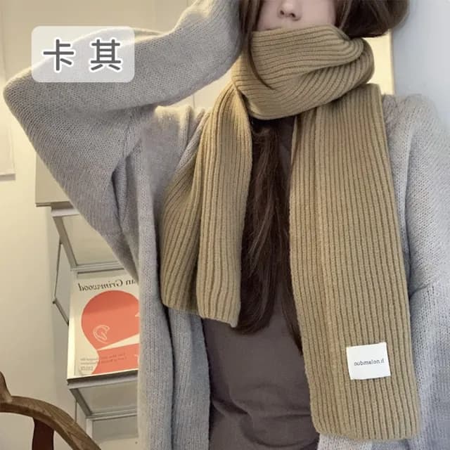 【midou】韓劇女星柔軟保暖純色針織圍巾(秋冬圍巾 長圍巾 聖誕禮物 聖誕交換禮物)