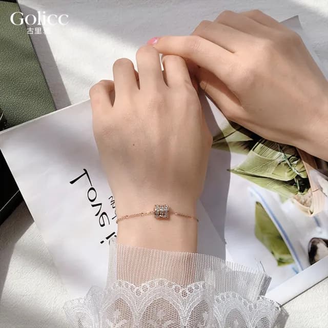【Golicc】優雅 時來運轉 鋯石手鍊(七夕 情人節 生日 手環 手繩 首飾 飾品 禮物)