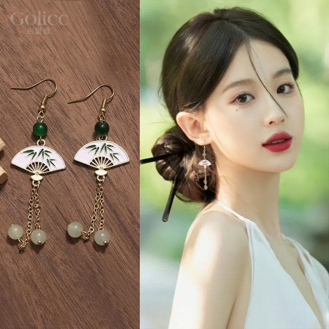 【Golicc】耳環 古典中式 優雅中國風(母親節 生日 情人節 飾品 耳釘 耳飾 耳墜 禮物)