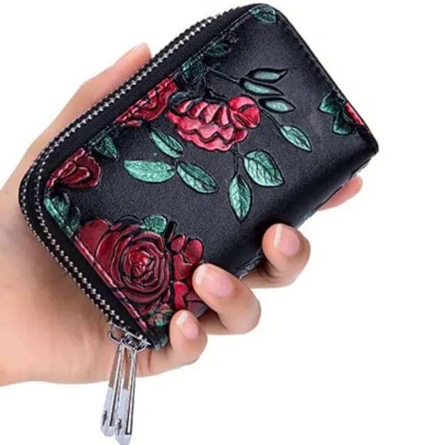 【希賽德】RFID牛皮彩繪卡片零錢包 真皮錢包 皮夾短夾 卡夾女用 零錢卡包 女 小錢包 信用卡包(風琴卡包)