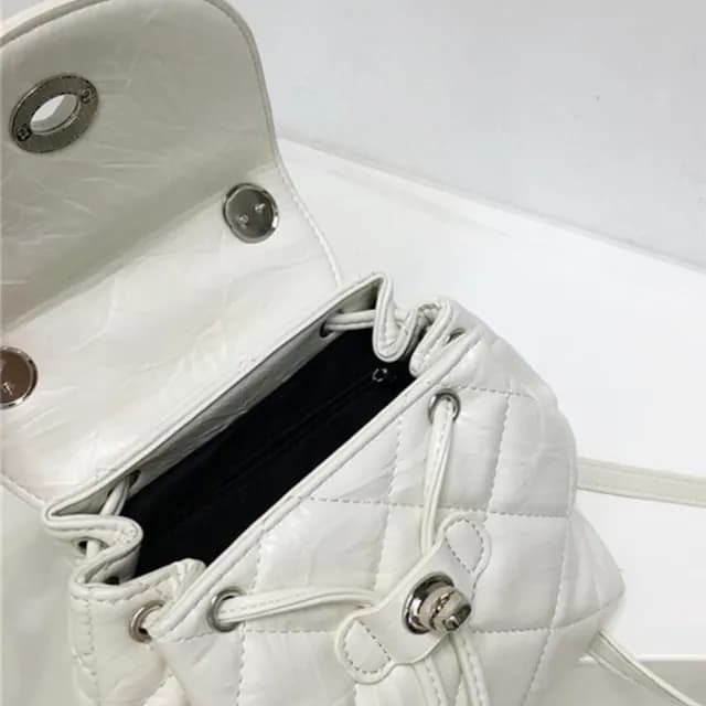 【LEEHER】情人節禮物 鍊條後背包/菱格背包/小香風/小背包/後背包/銀色包包/韓國包包/可愛包包/隨身小包/時