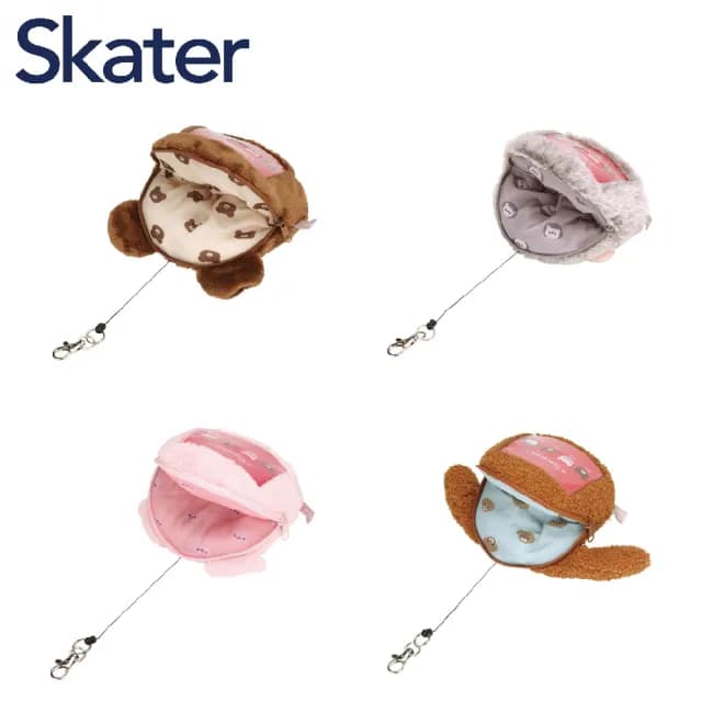 【Skater】雙11 日系可愛玩偶毛絨伸縮式卡夾 零錢包 證件套(伸縮扣 悠遊卡 一卡通 識別證 伸縮卡套)