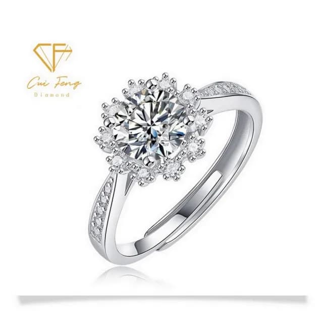 【CF鑽飾】戒指 莫桑鑽《冰雪女王》(女戒 戒子 鑽戒 雙11限定  求婚 聖誕 交換禮物 生日)