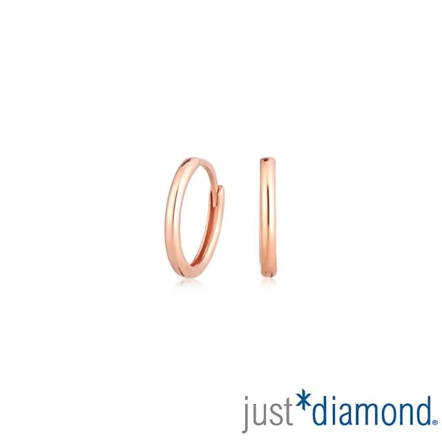 【Just Diamond】簡約光華 18K玫瑰金耳環(網路限定)