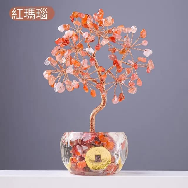 【Paiya 派亞】鑽石碗七彩水晶碎石發財樹水晶生命樹家居辦公招財樹(送禮好物/交換禮物)