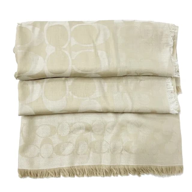 【COACH】C LOGO棉混莫代爾方巾圍巾(膚)