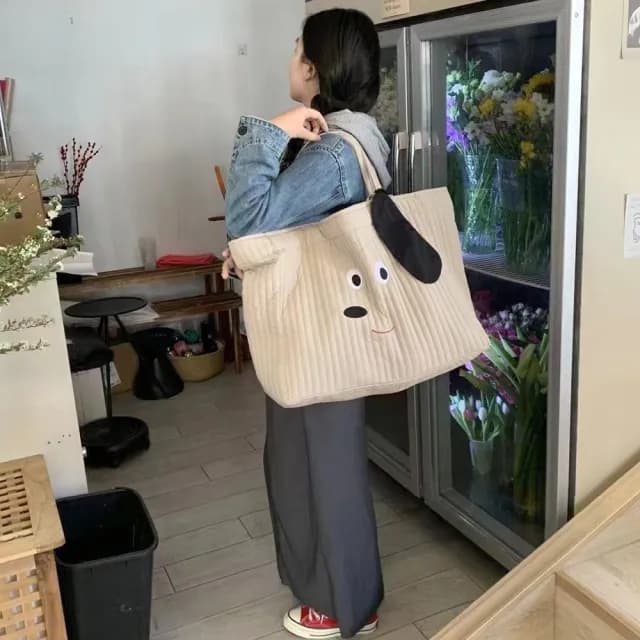 【LEESA】情人節禮物 七夕 收納袋\購物袋\大容量\待產包\刺繡包包\棉被收納包\可愛百搭\托特包\多功能\育兒