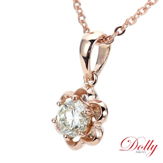 【DOLLY】0.50克拉 天然鑽石完美車工14K玫瑰金鎖骨鍊-019(母親節 長輩送禮 交換禮物首選)
