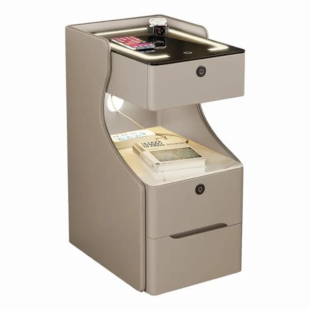 【Josie】實木智慧床頭櫃25x40x63cm 內置藍芽音響(窄櫃 床邊櫃 邊櫃 收納櫃 抽屜櫃)