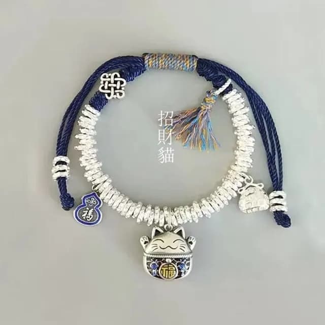 【Penny珮妮】白銅吞金獸招財貓吉祥物手鍊手繩(2款可選/交換禮物/送好友/送閨蜜/生日禮物/情人節/送女友)