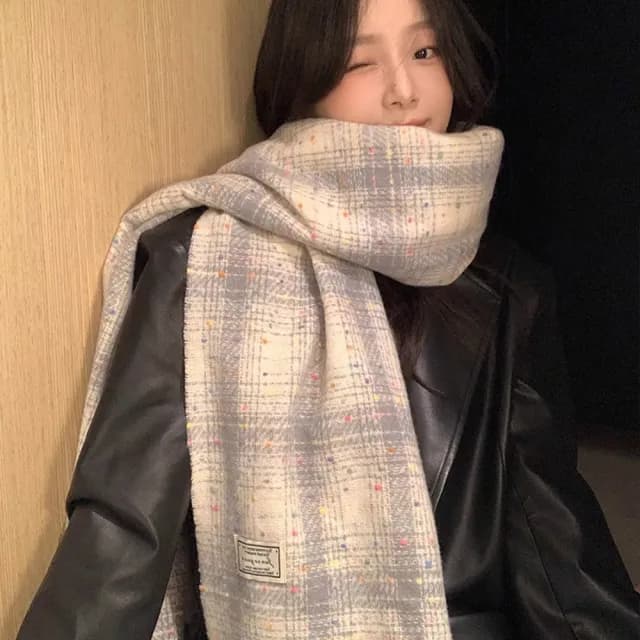 【KT DADA】情人節禮物 保暖圍巾 仿羊絨圍巾 韓系圍巾 流蘇圍巾 格子圍巾 小香風 氣質圍巾 不刺膚 百搭圍脖