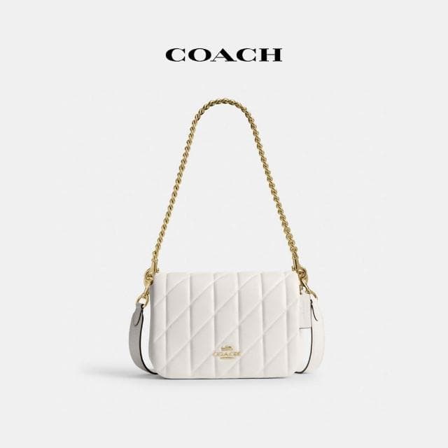 【COACH】蔻馳官方直營 QUINN絎縫手袋-IM/粉筆白色(CY663)