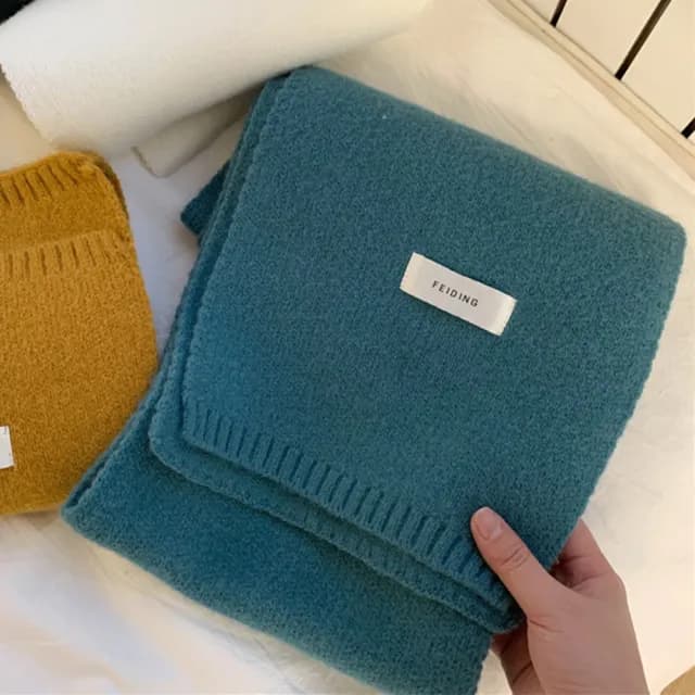 【KT DADA】針織圍巾 保暖圍巾 素色圍巾 毛線圍巾 韓國圍巾 短圍巾 超親膚 小圍巾 圍巾 圍