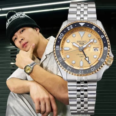 【SEIKO 精工】5 Sports 孫振 B-boy Quake 台灣70週年 GMT機械腕錶 母親節 禮物 推薦(SSK044K1/4R34-00M0K)