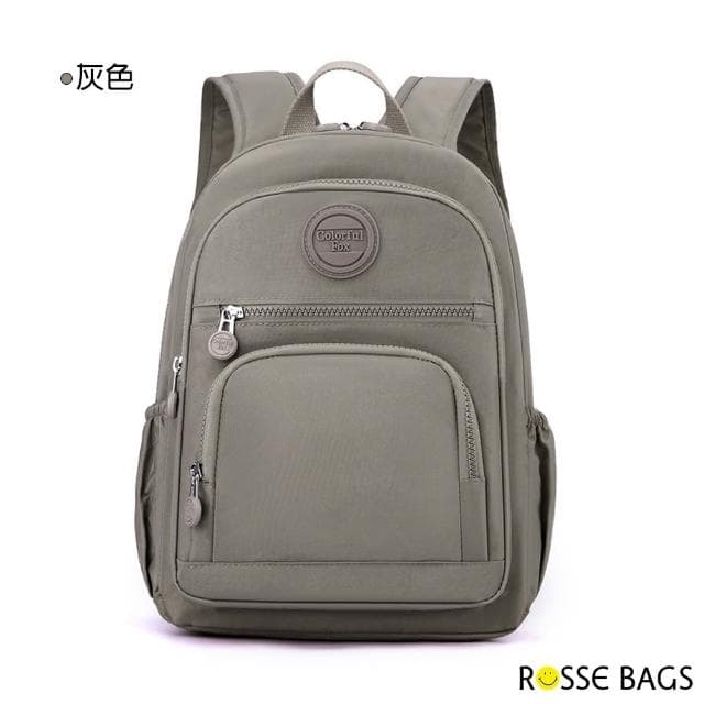 【Rosse Bags】母親節禮物 多隔層防潑水大容量雙肩包 後背包(粉色 / 灰色 / 藍灰色 / 綠色 / 黑色)