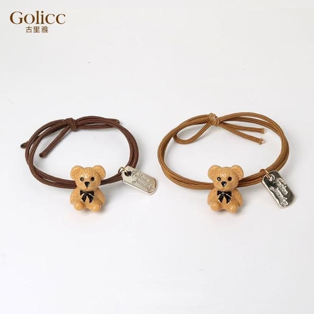 【Golicc】韓國ins網紅可愛小熊字母吊牌 髮繩 髮圈(母親節 生日 情人節 髮飾 頭飾 大腸圈 髮夾 禮物)