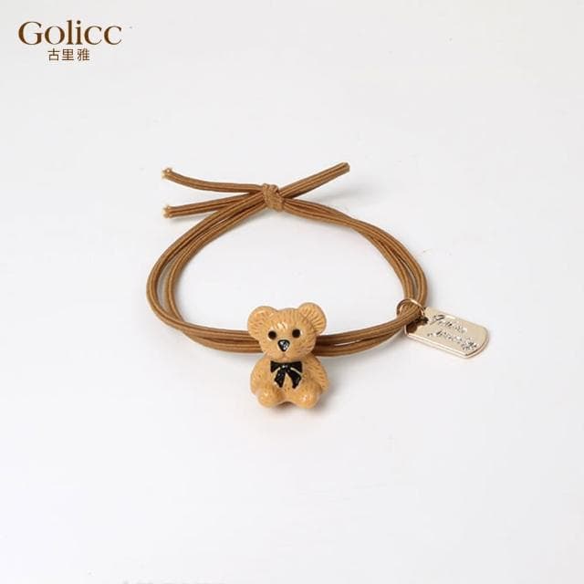 【Golicc】韓國ins網紅可愛小熊字母吊牌 髮繩 髮圈(母親節 生日 情人節 髮飾 頭飾 大腸圈 髮夾 禮物)