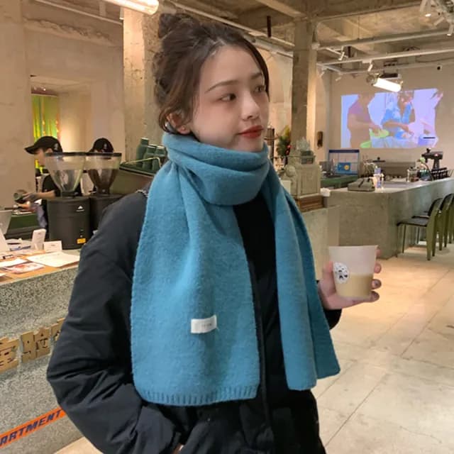 【LEESA】毛線圍巾\簡約圍巾\針織圍巾\保暖圍巾\素色圍巾\百搭圍巾\短圍巾\圍脖\生日禮物\親膚