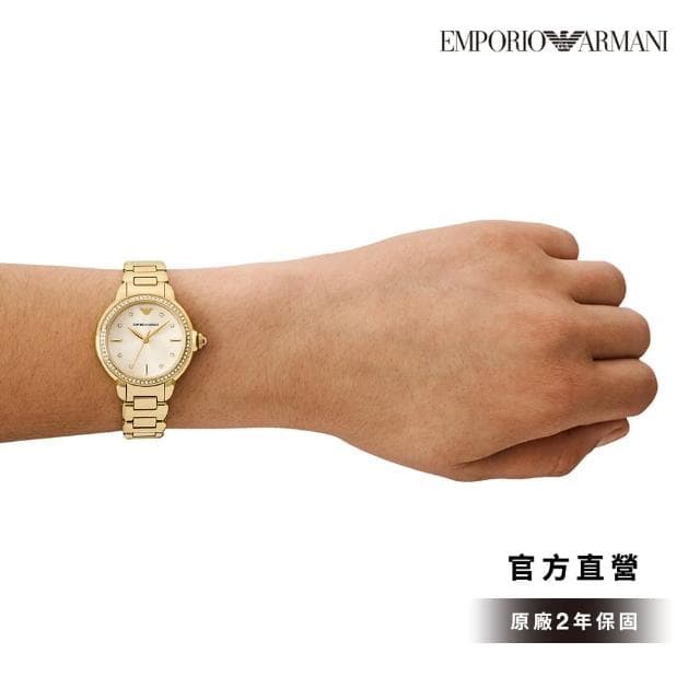 【EMPORIO ARMANI 官方直營】Mia系列 經典輕奢仕女錶 玫不鏽鋼鍊帶手錶 32MM(多色可選)