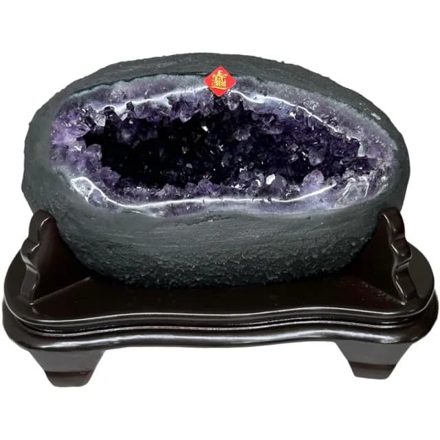 【恬芯晶品】S71精選烏拉圭紫晶洞1.95KG錢袋子(圓洞聚財招財貴人開運風水帝王紫水晶新居禮物補財庫聖誕節)