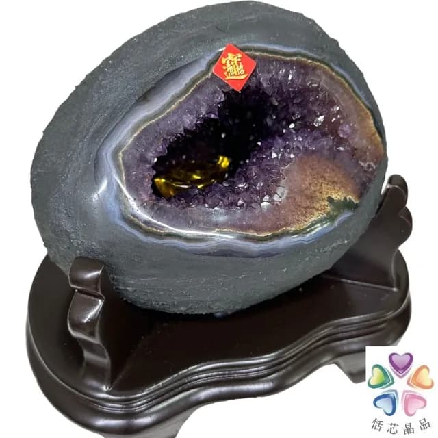 【恬芯晶品】S82精選烏拉圭紫晶洞1.25KG錢袋子(圓洞聚財招財貴人開運風水帝王紫水晶新居禮物補財庫聖誕節)