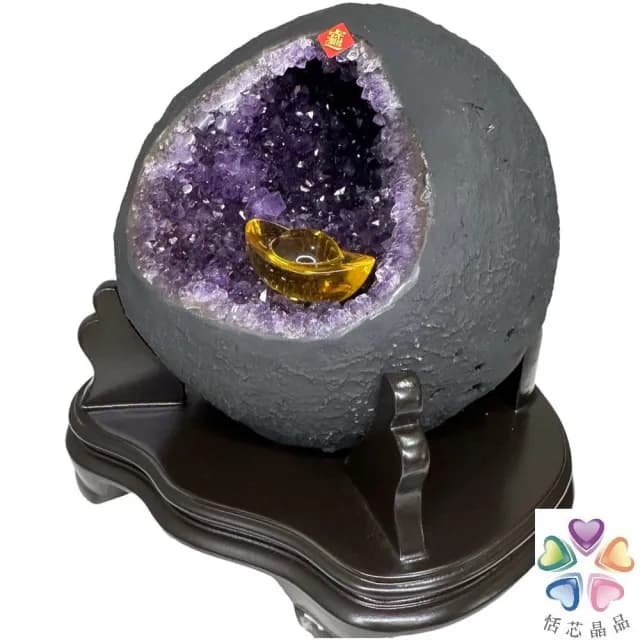 【恬芯晶品】S80精選烏拉圭紫晶洞3.65KG錢袋子(圓洞聚財招財貴人開運風水帝王紫水晶新居禮物補財庫聖誕節)