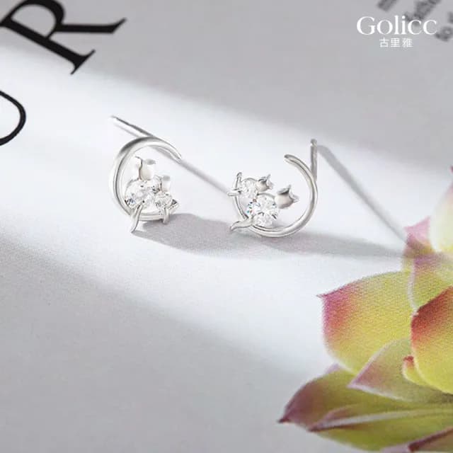 【Golicc】耳環 月光下的貓咪(七夕 情人節 生日 飾品 耳釘 耳飾 耳墜 禮物)