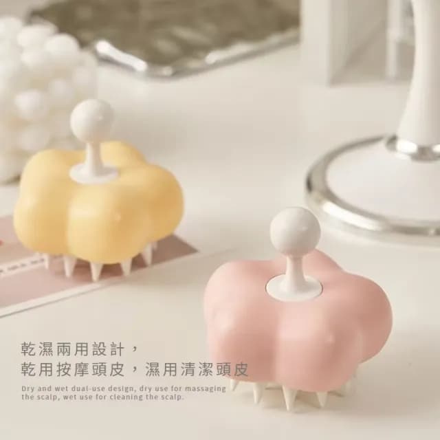 【放鬆紓壓】花朵造型矽膠按摩梳(柔軟 耐用 盥洗 清潔梳 穴道按摩 頭皮護理 交換禮物  浴室 沐浴)