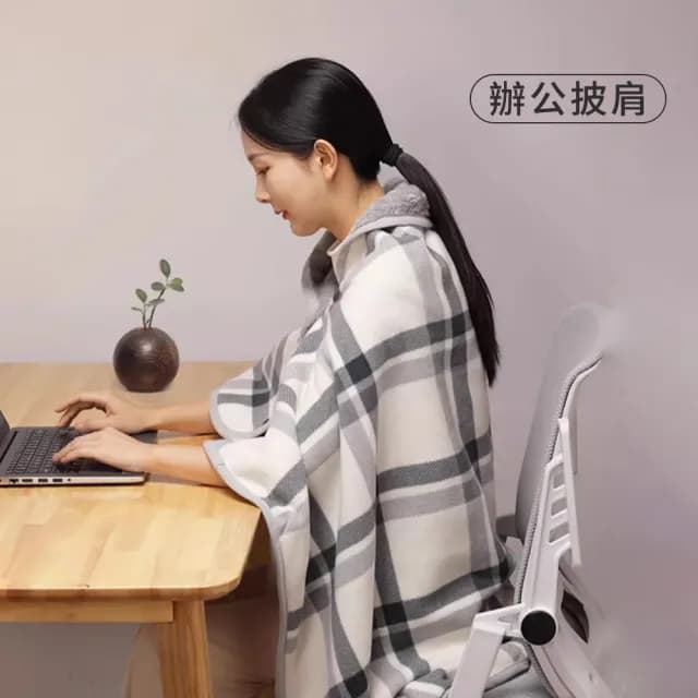 【Mass】法蘭絨保暖披肩毯 多功能圍巾斗篷 午睡蓋毯