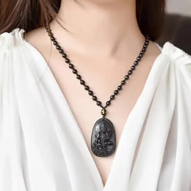 【Penny珮妮】屬龍蛇本命年黑曜石普賢菩薩可調節項鍊(生日禮物/母親節/交換禮物/送女友/送男友/父親節)