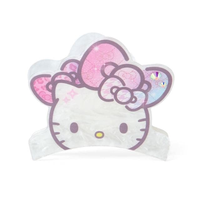 【小禮堂】Sanrio 三麗鷗 Hello Kitty 壓克力造型鯊魚夾 - 50週年The Fashionable Ribbons(平輸