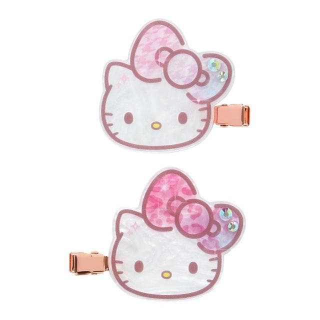 【小禮堂】母親節禮物 Sanrio 三麗鷗 Hello Kitty 壓克力造型髮夾2入組 - 50週年The Fashionable Ribbons(